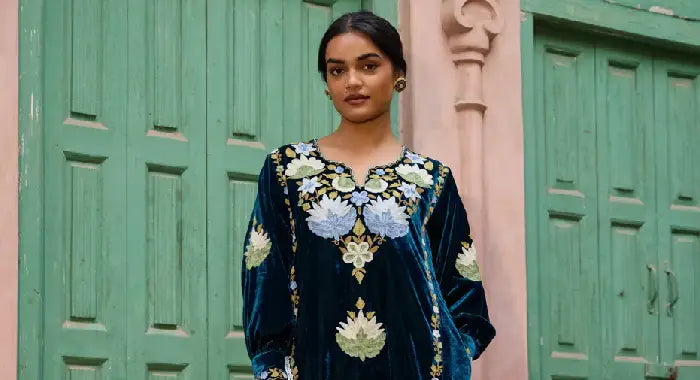 sachin and babi light blue dress Ocsiak Winter Dress 2023 Long Sleeve Dress for Women India main image 0