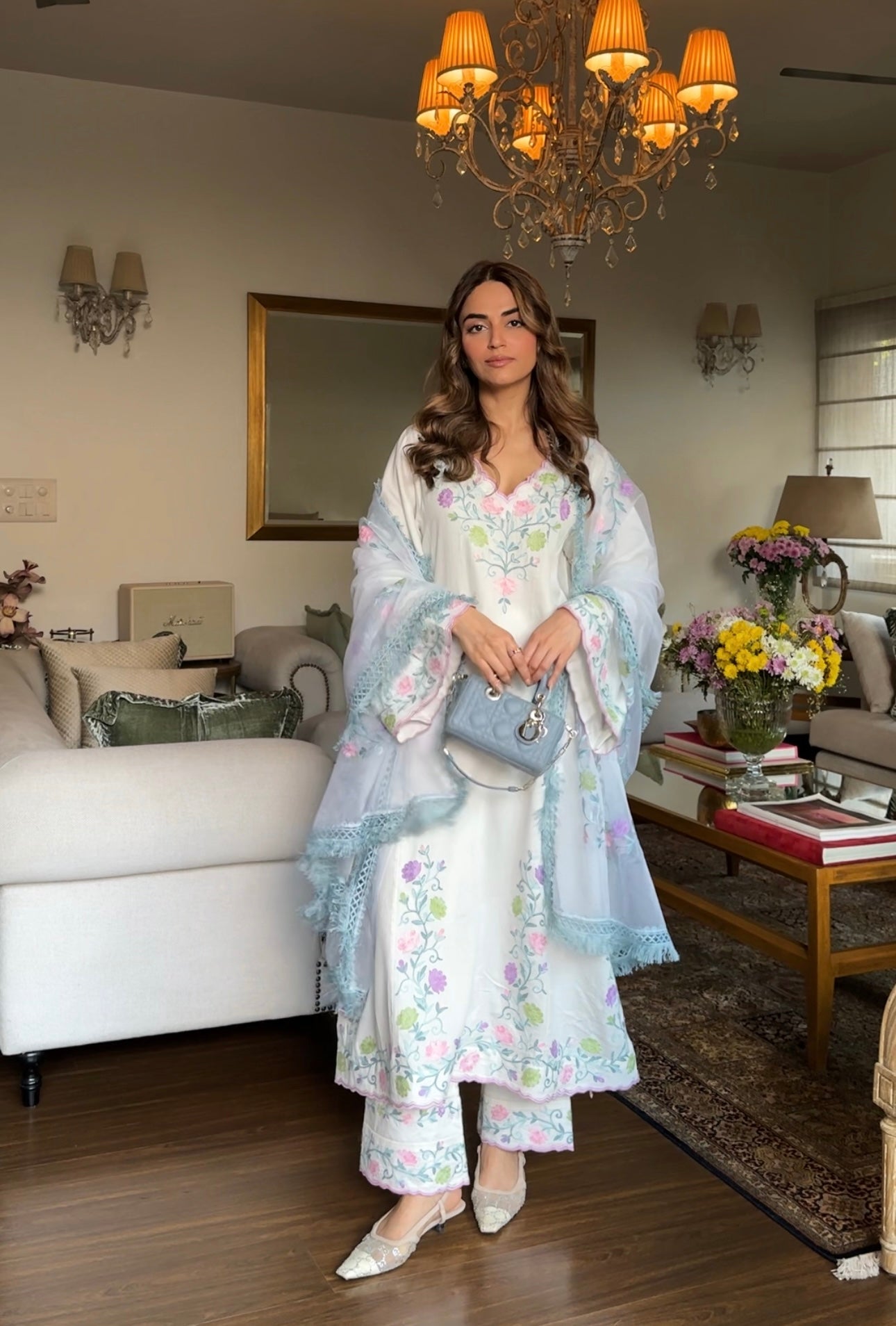 White Lady Tulip Kalidaar Cotton Kurta Set