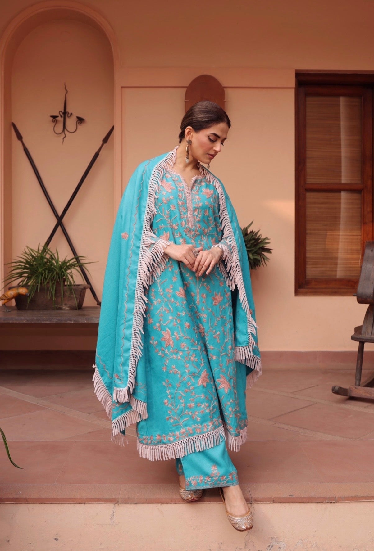 Gulzar Pashmina Wool Pheran Set