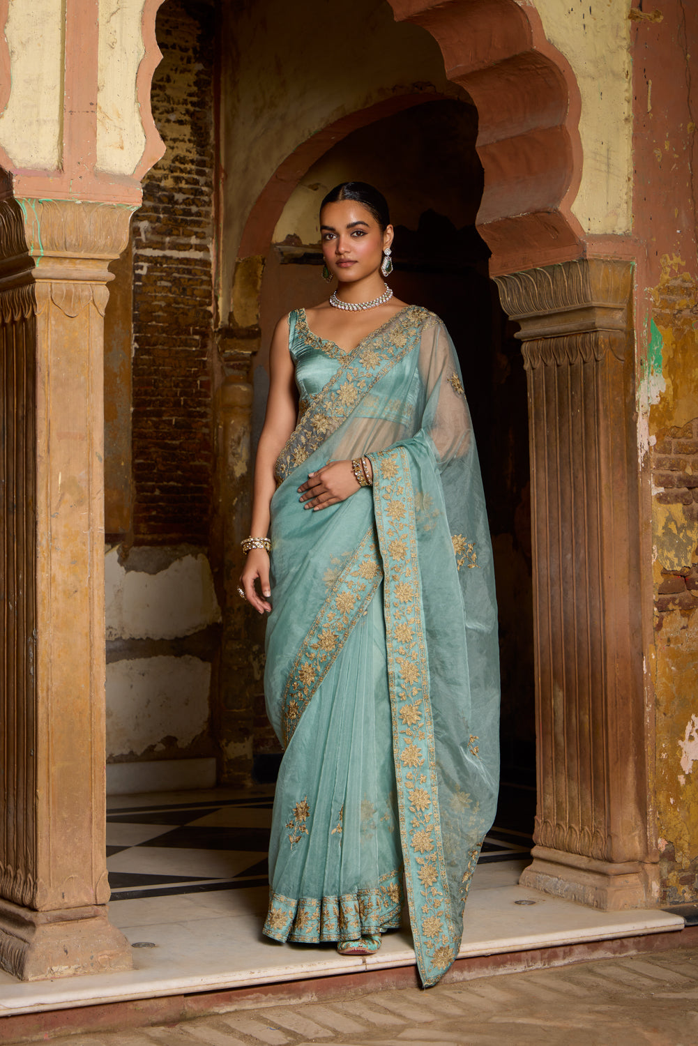 Mumtaz Pista Silk Organza Saree