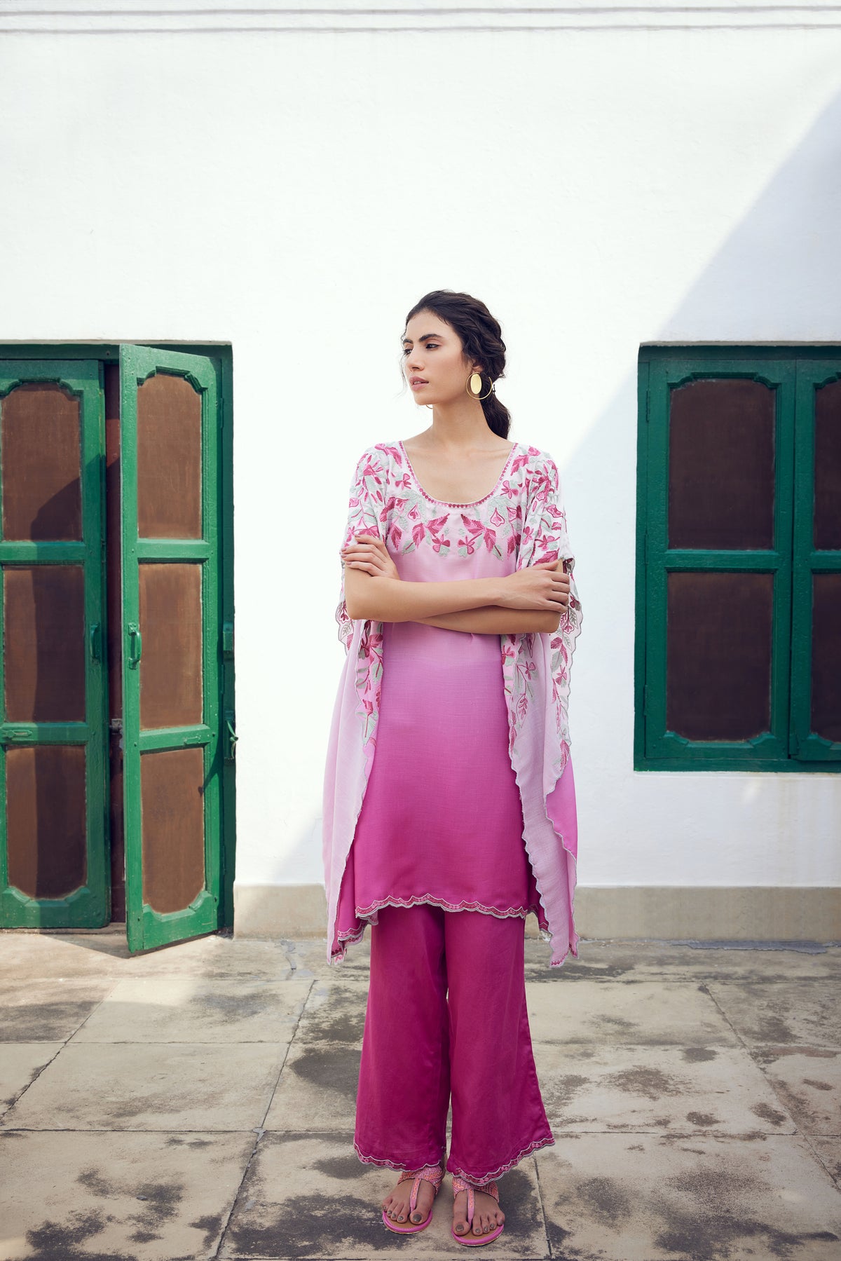 Blue and Pink Ombre Print Kaftan