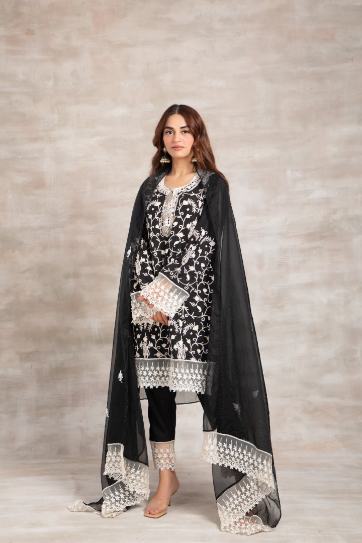 Black Organza Dupatta