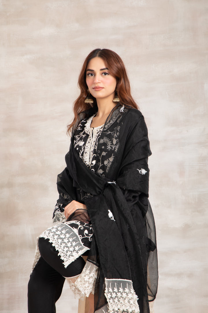 Black Organza Dupatta