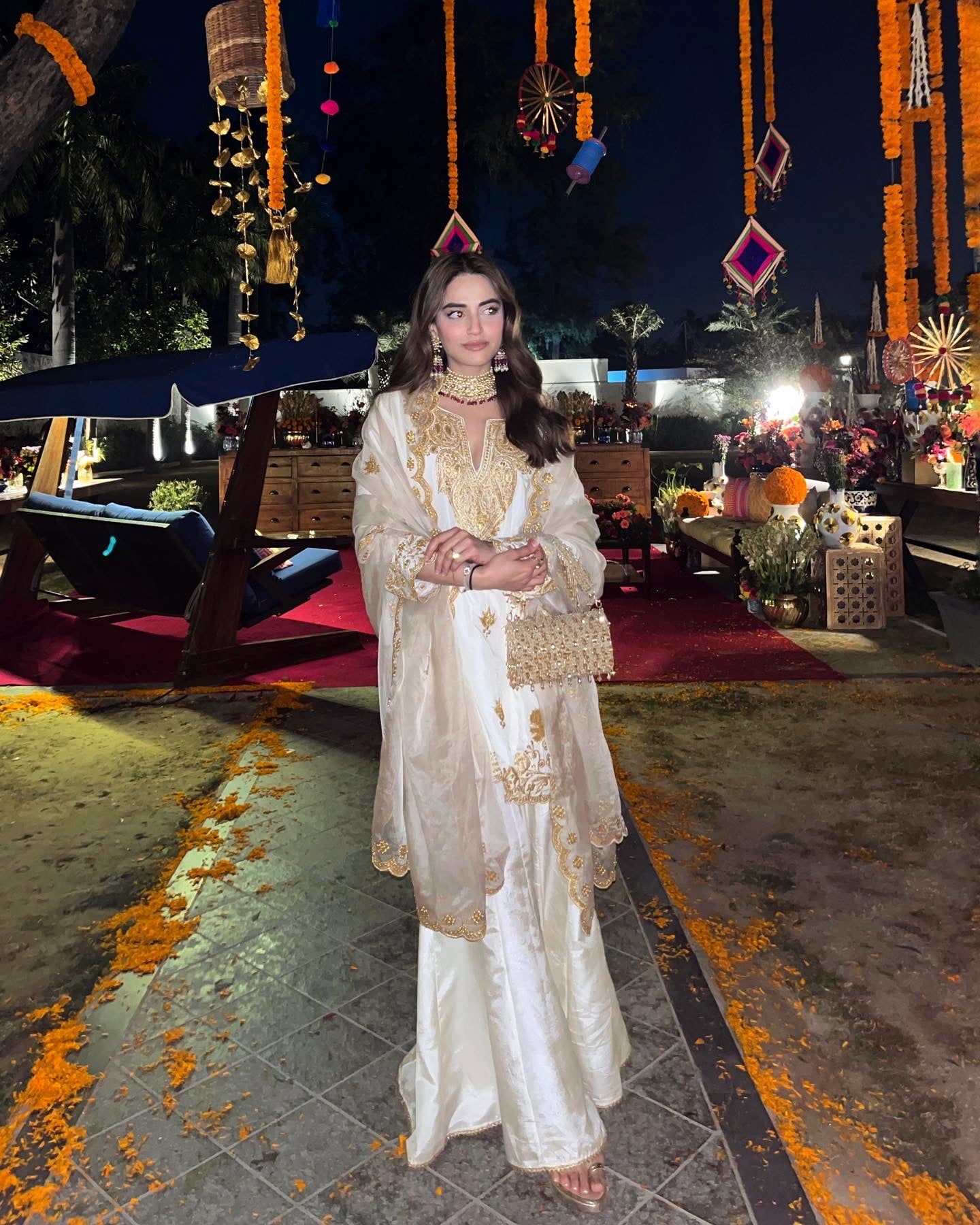 White & Gold Sharara Set