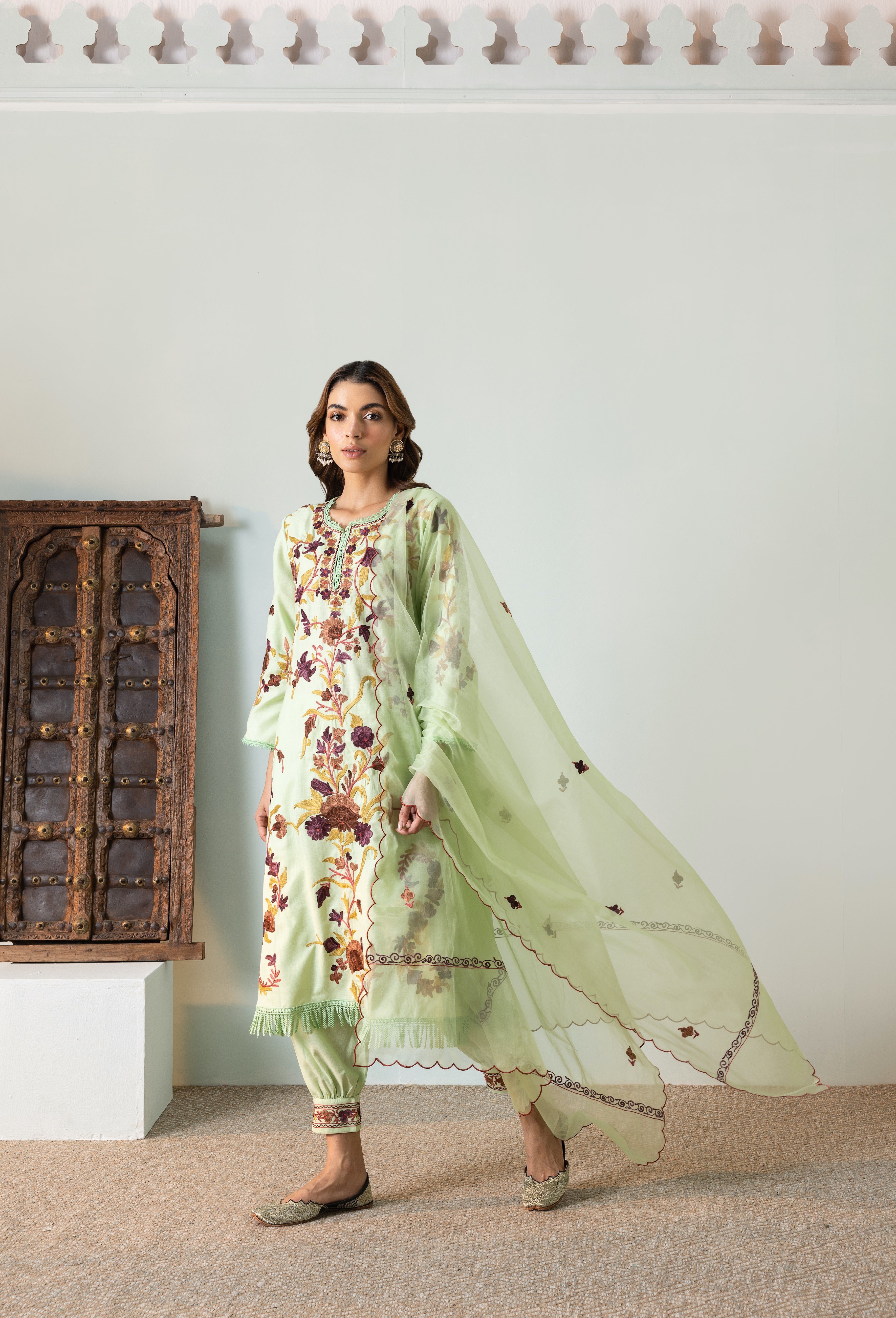 Green Cotton Kurta Set