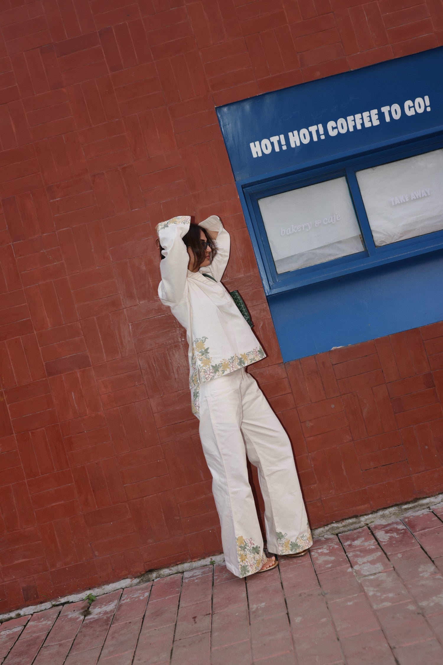 Aari Embroidered White Denim Coord Set