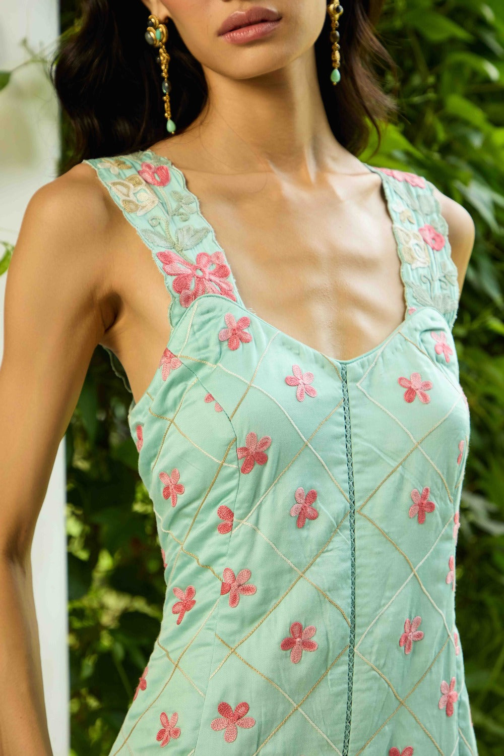 ⁠Mint & Pink Sleeveless Maxi Dress