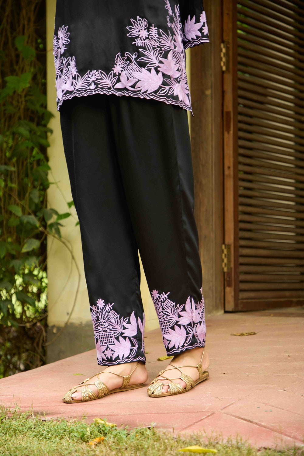 Black & Purple Co-ord Set with Salwar Pants