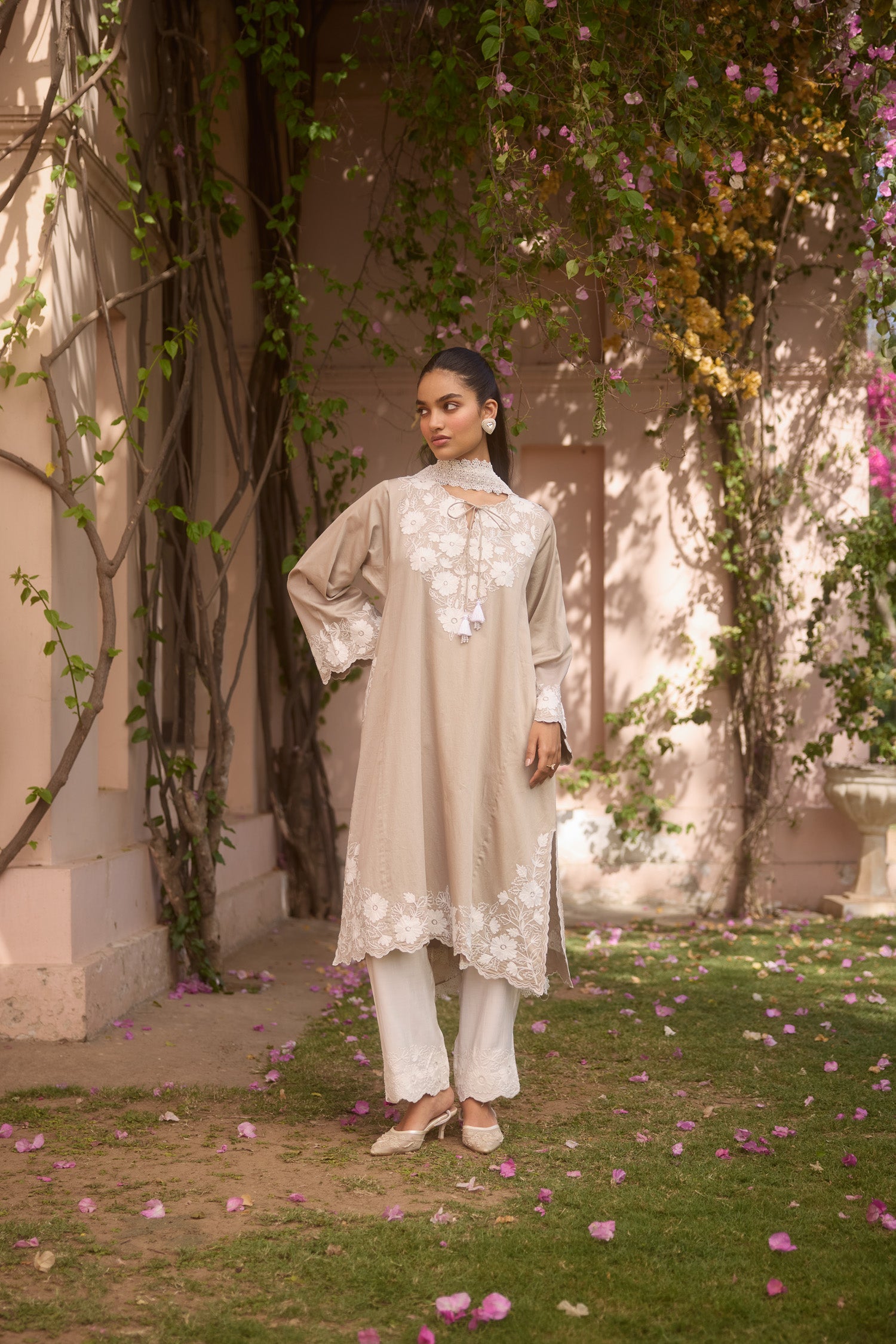 Beige Dune Cotton Aari Pheran Set