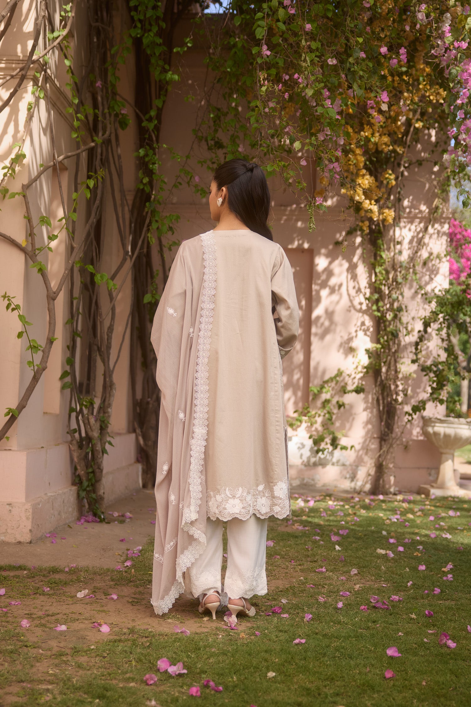 Beige Dune Cotton Aari Pheran Set