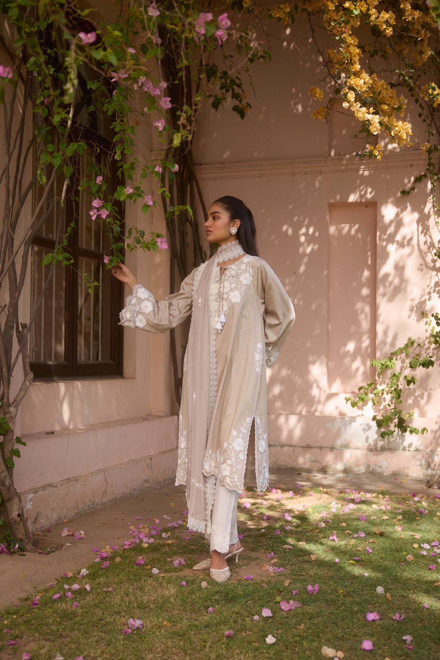 Beige Dune Cotton Aari Pheran Set