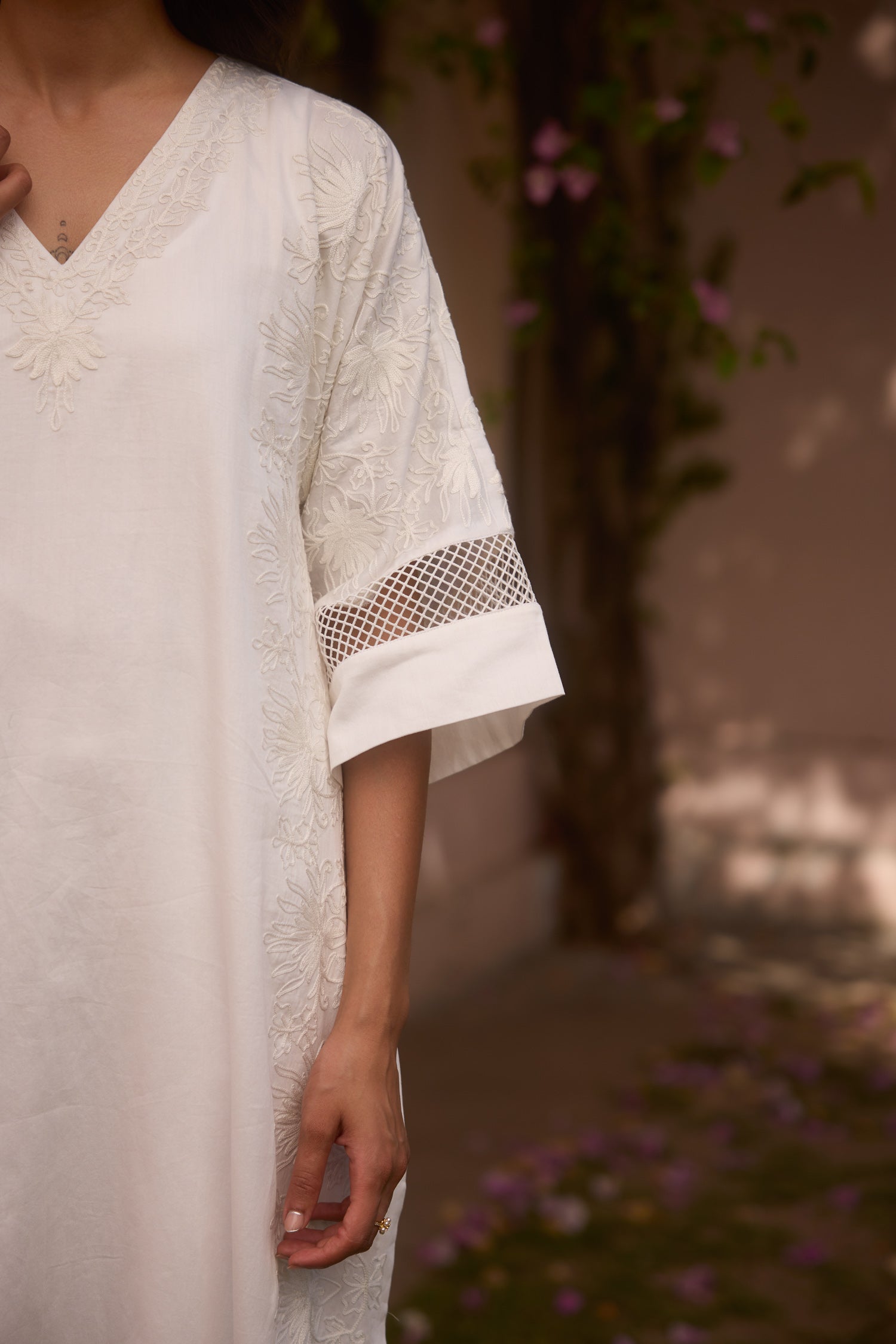 White Daze Cotton Aari Pheran Set
