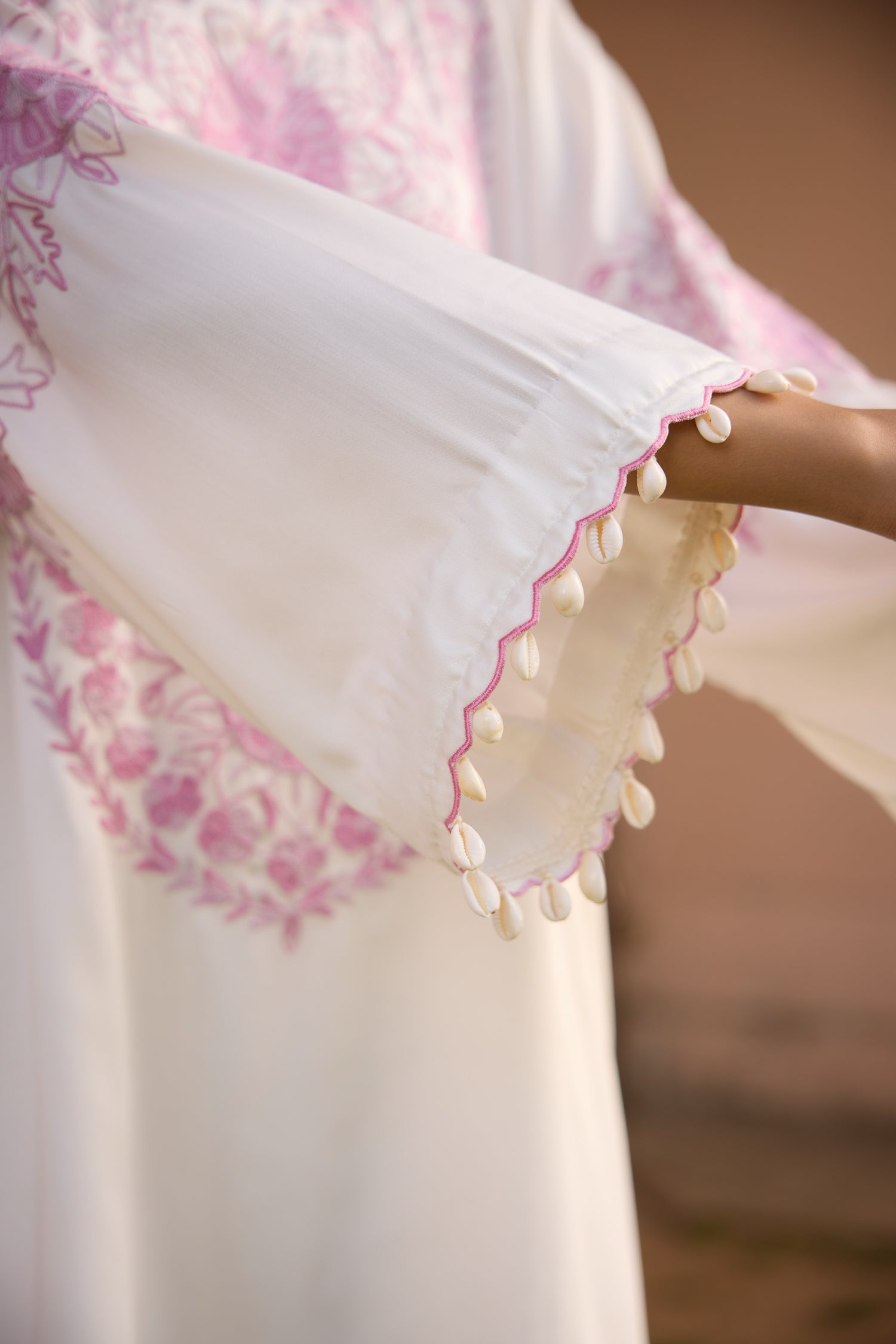 Bloom White Pink Aari Coord Set