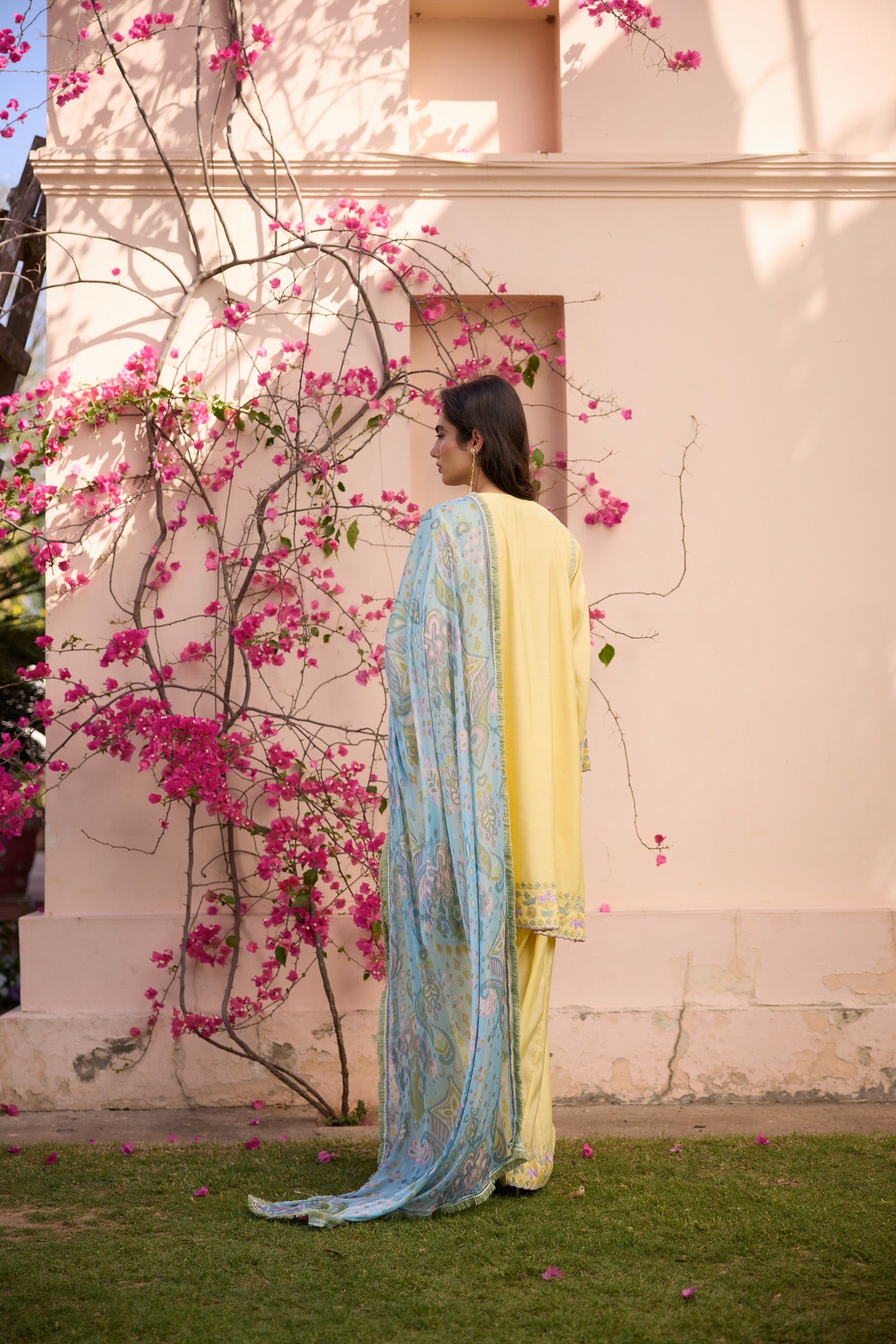 Lemonade Yellow Short Aari Pheran Set with Farshi Salwar