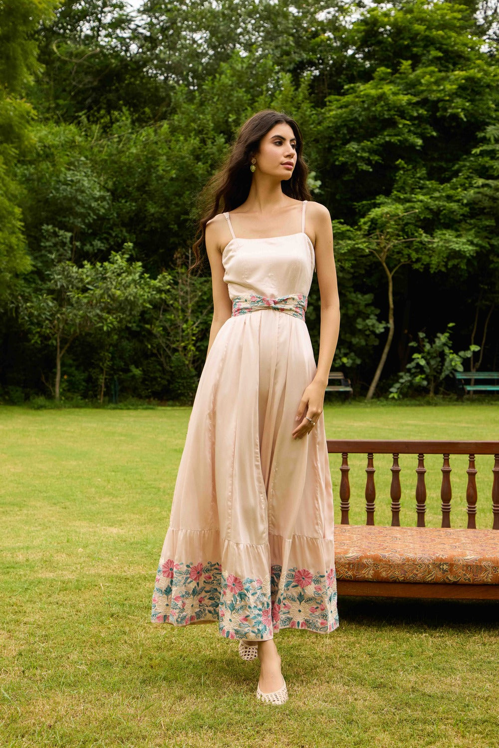 Blush Grace Maxi Dress with Embroidered Belt