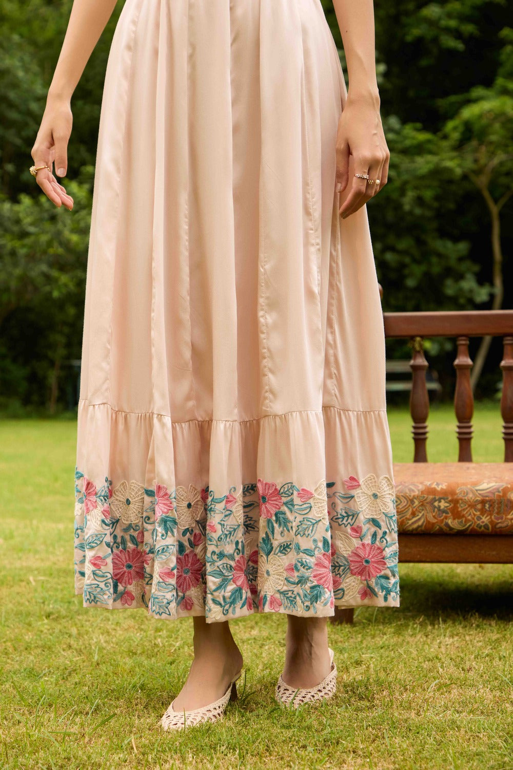 Blush Grace Maxi Dress with Embroidered Belt