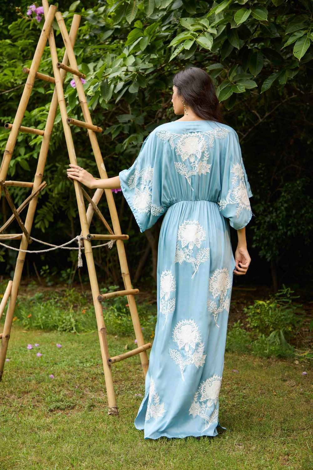 Cloud Blue Marbella Kaftaan Maxi Dress