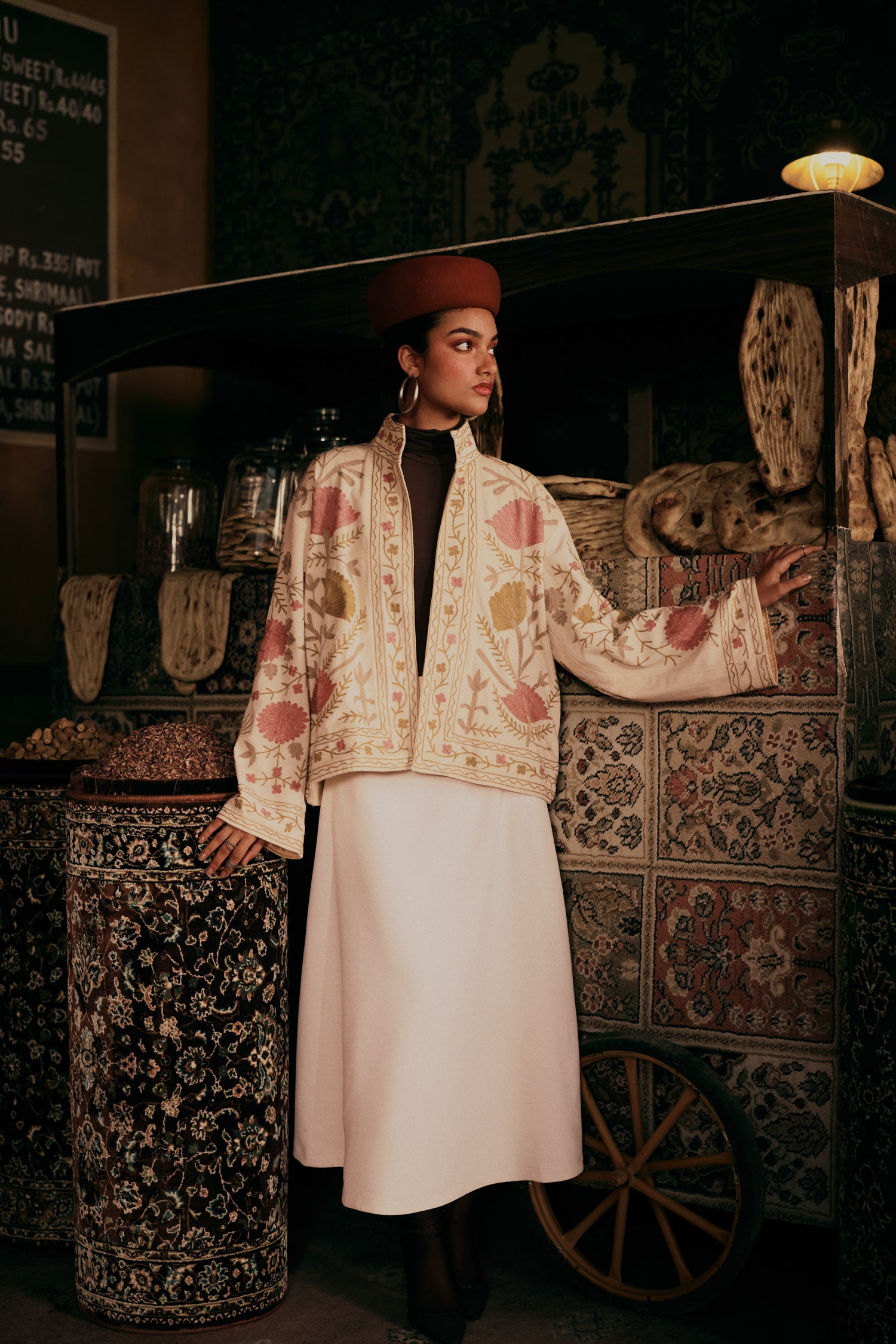 Ivory Aari Embroidered Velvet Jacket