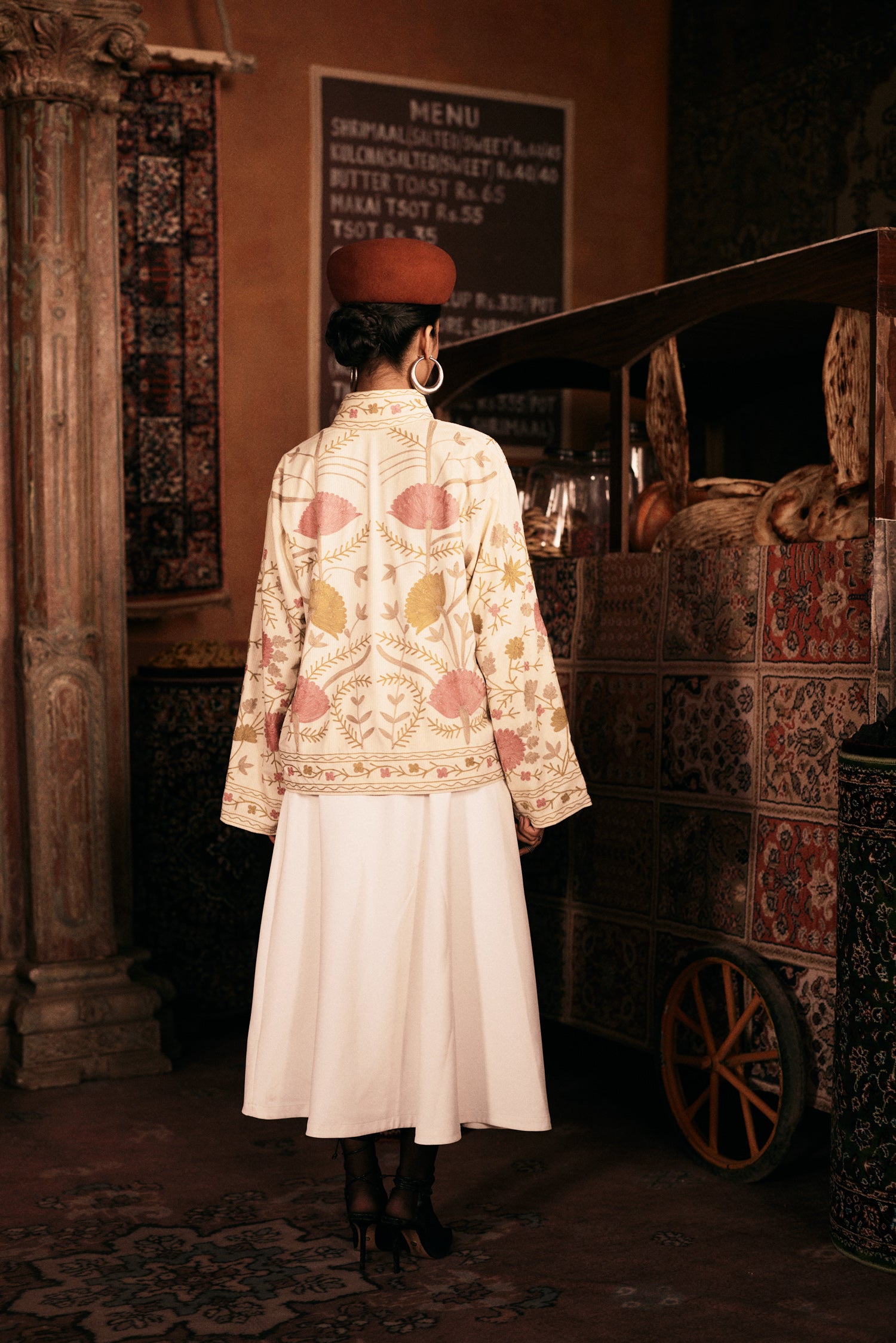 Ivory Aari Embroidered Velvet Jacket