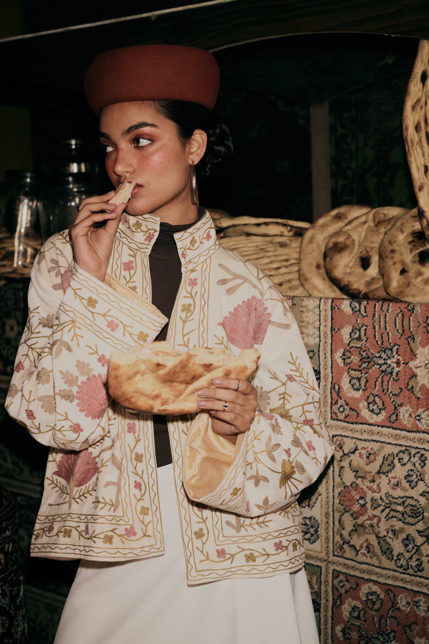 Ivory Aari Embroidered Velvet Jacket