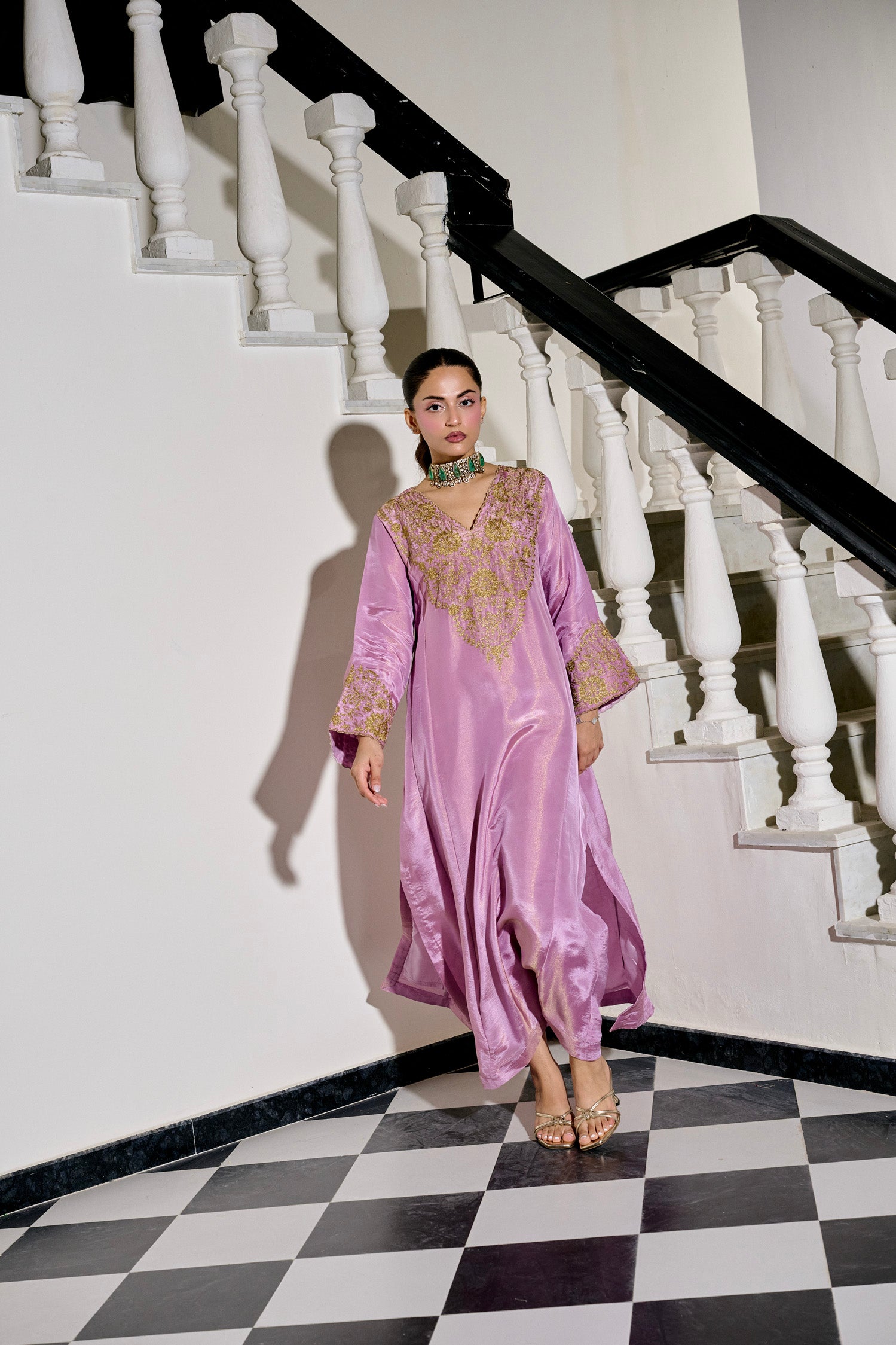 Purple Tissue Tilla Embroidered Kaftaan