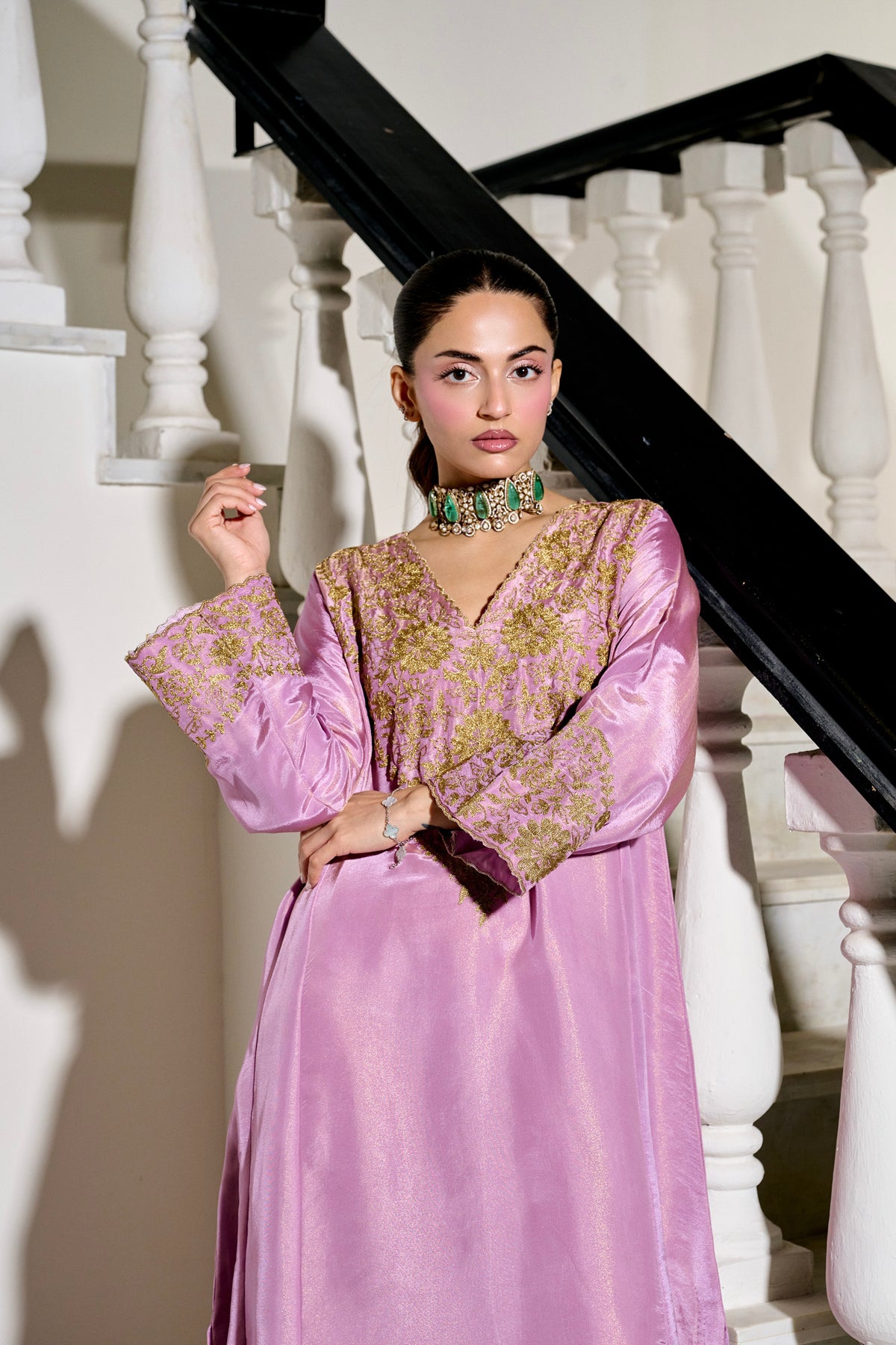Purple Tissue Tilla Embroidered Kaftaan