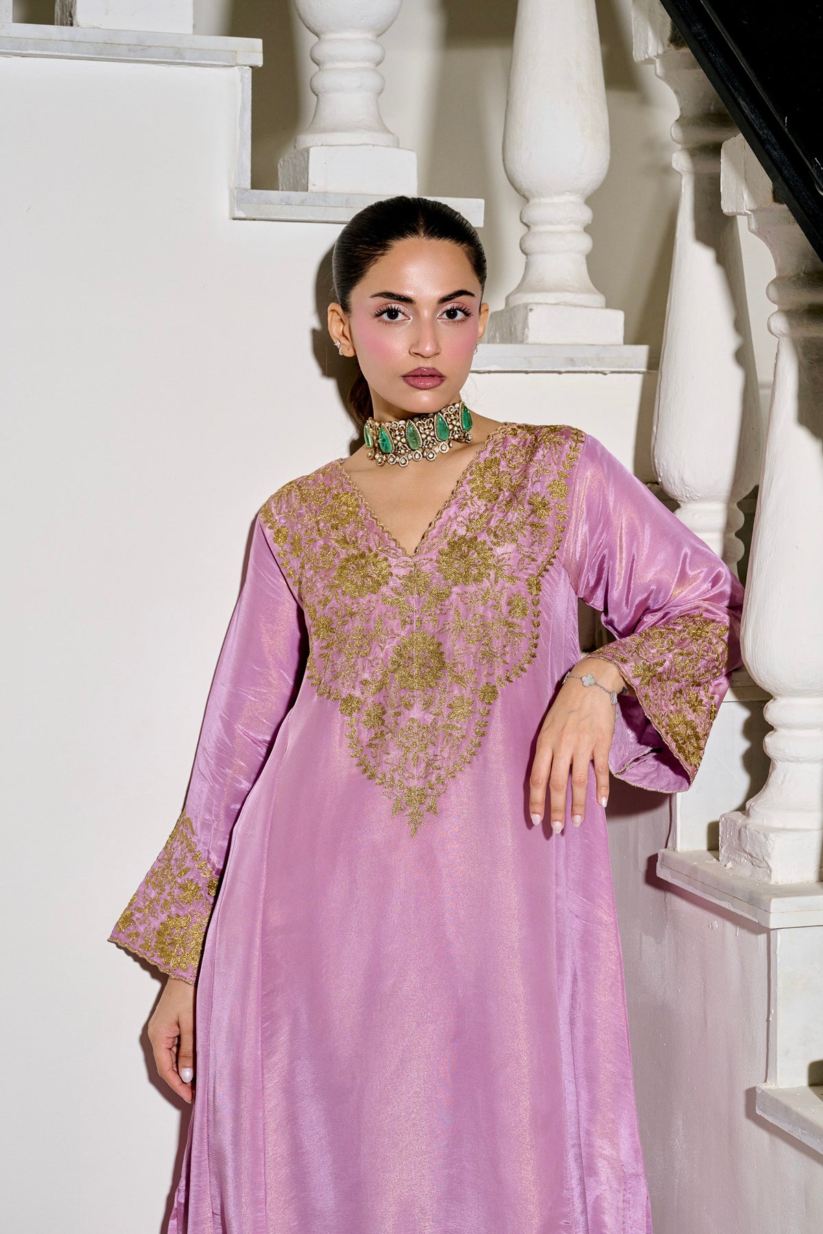 Purple Tissue Tilla Embroidered Kaftaan