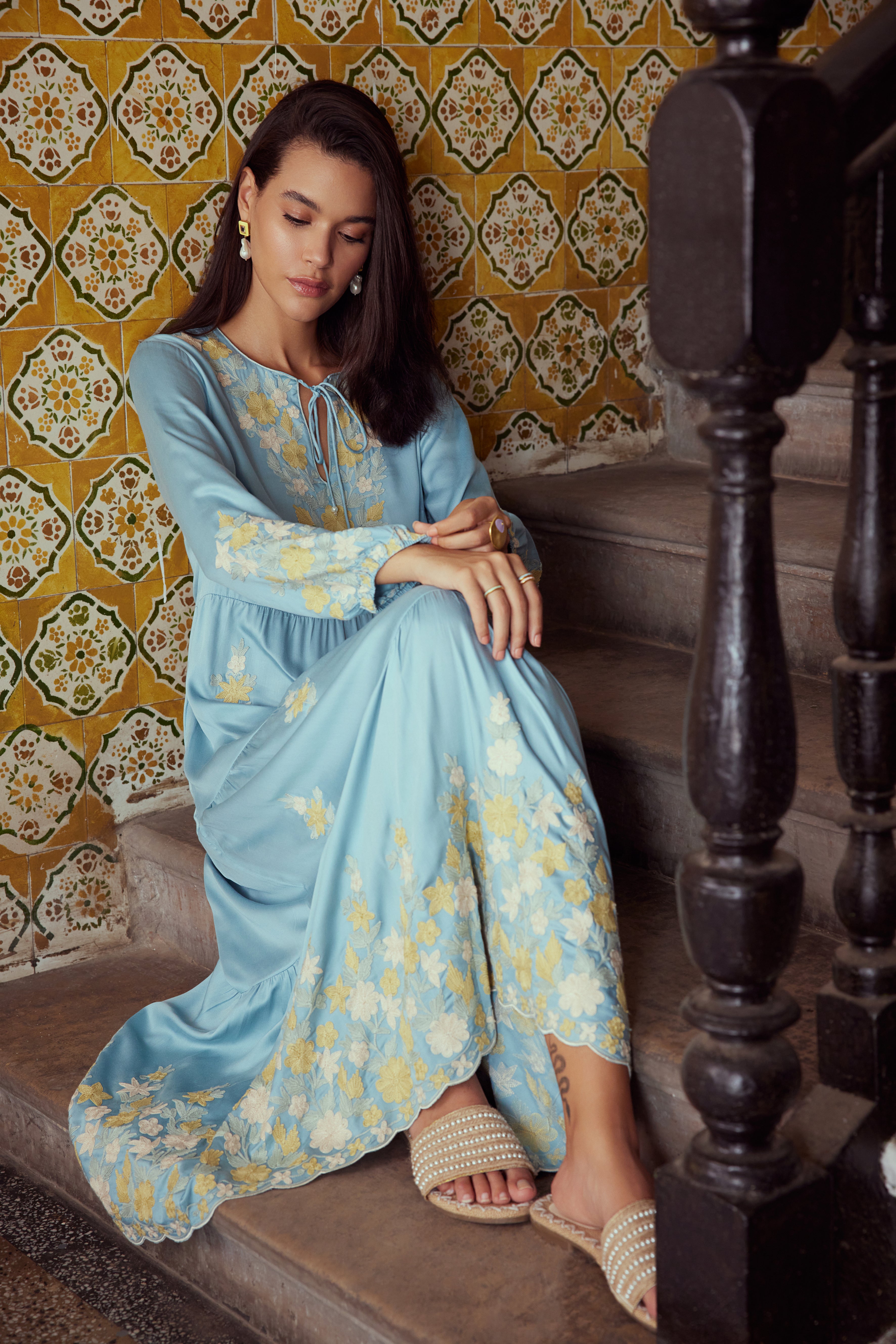 floral maxi dress india Buy Blue Floral Maxi Dress for women online