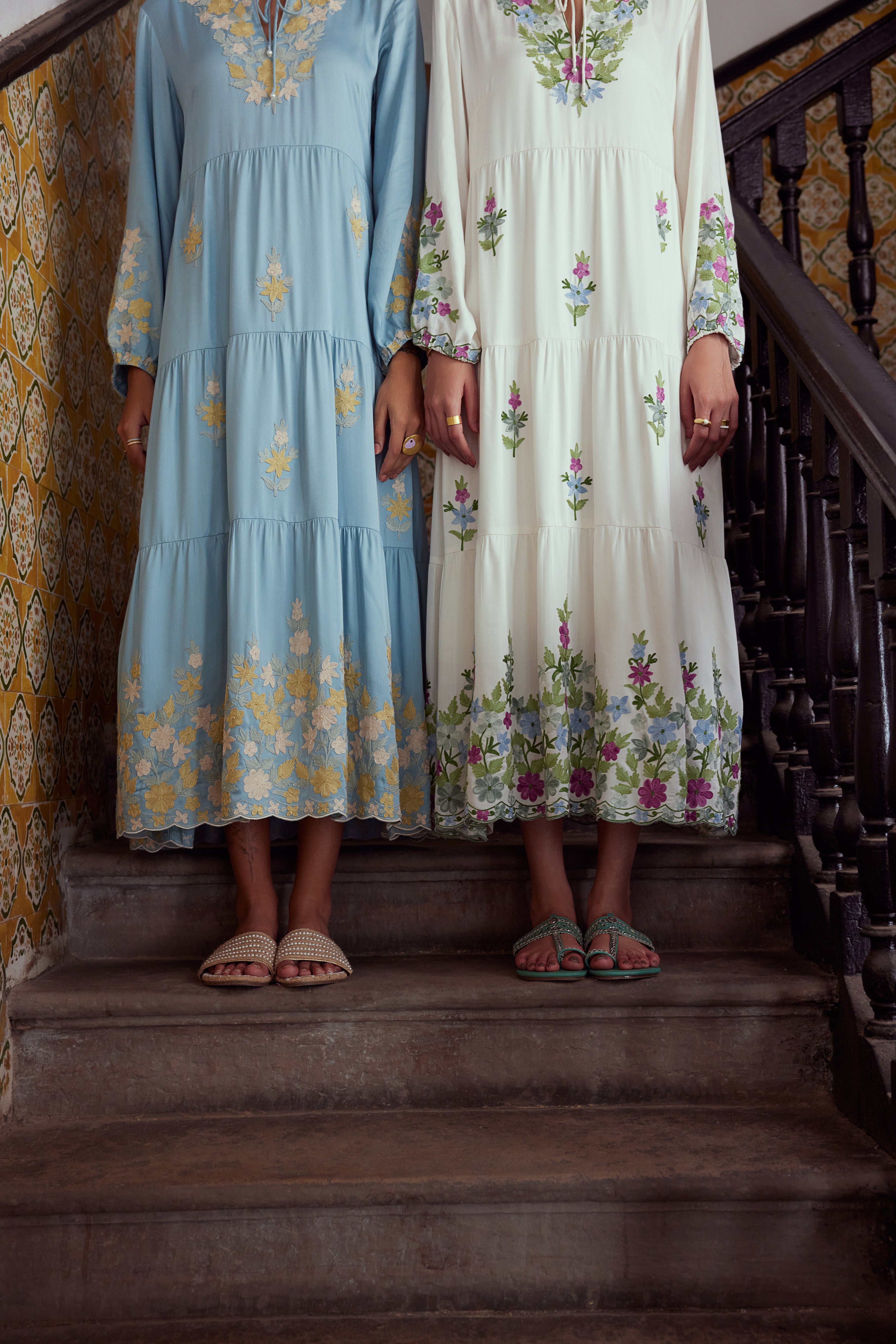 Buy Blue Floral Maxi Dress for women online | Koshur India Buy Blue Floral Maxi Dress for women online | Koshur India