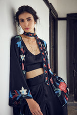 Load image into Gallery viewer, Black Kimono Co-ord Set
