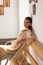 Load image into Gallery viewer, Beige Cutwork Asymmetrical Kurta Set
