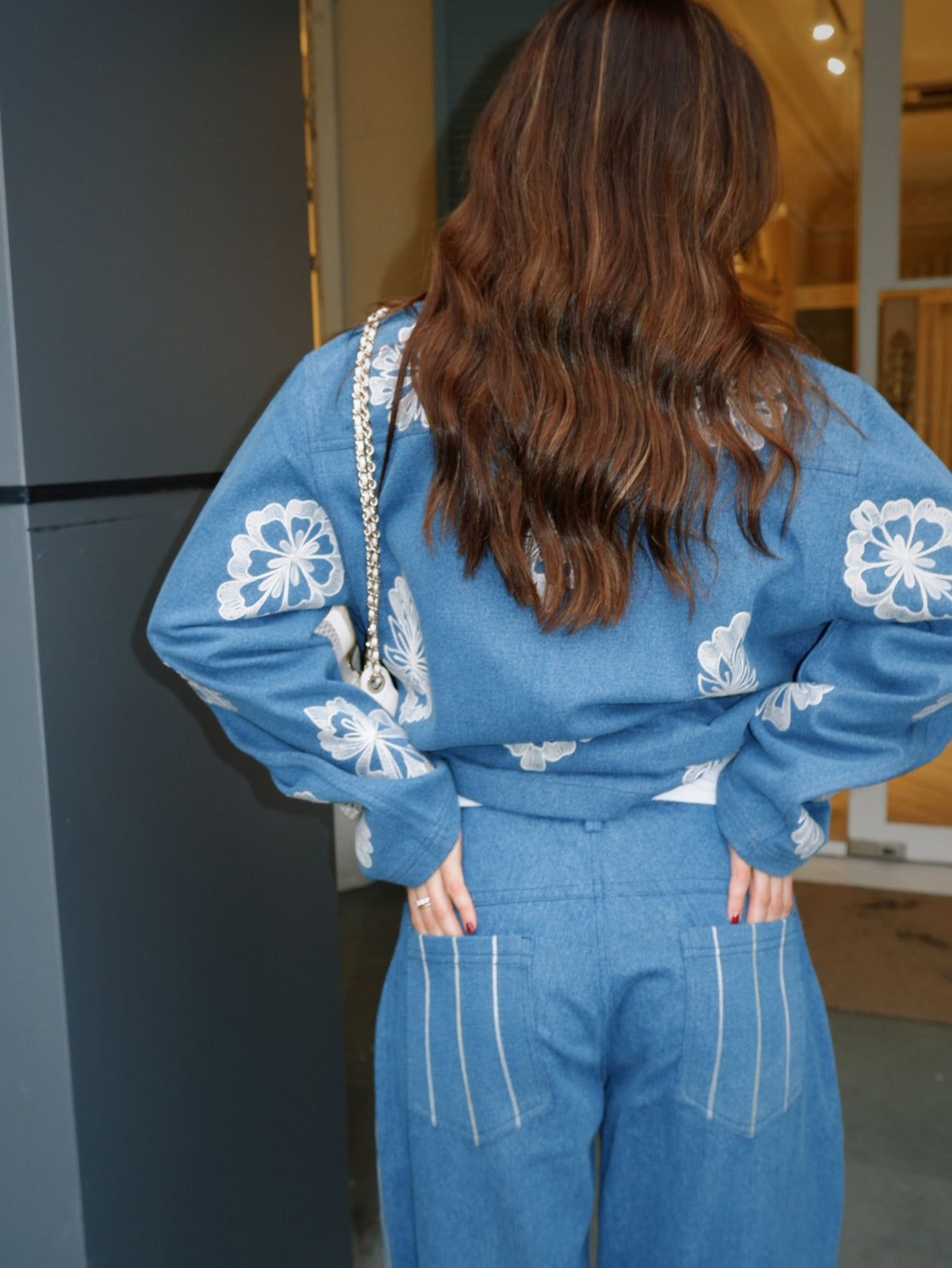 Aari embroidered denim jacket set