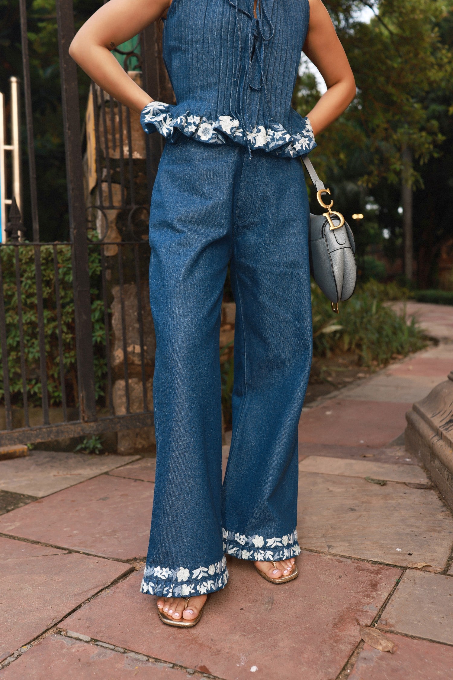 Aari Embroidered Tie Top & Pants Coord Set
