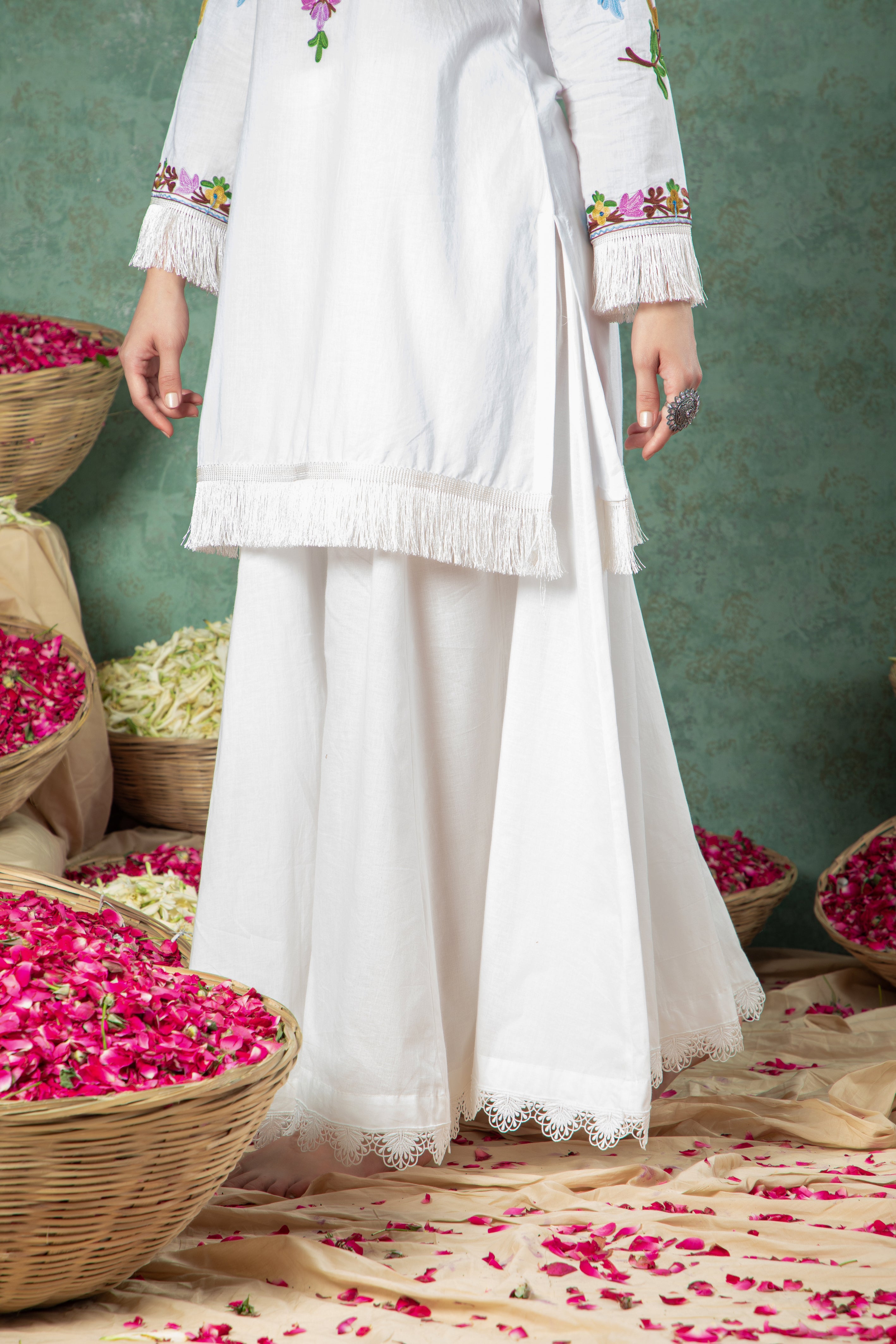 White Cotton Sharara Set