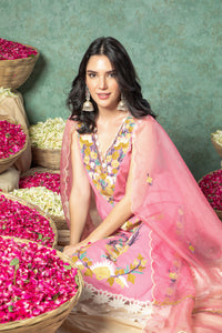 Pink Sleeveless Cotton Kurta Set
