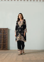 Load image into Gallery viewer, Black Shades of Pink Cotton Pheran Set
